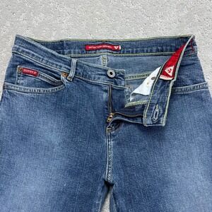 VINTAGE Y2k Guess Jeans Womens 28 Blue Denim Stretch Flare Bootcut Mid Rise